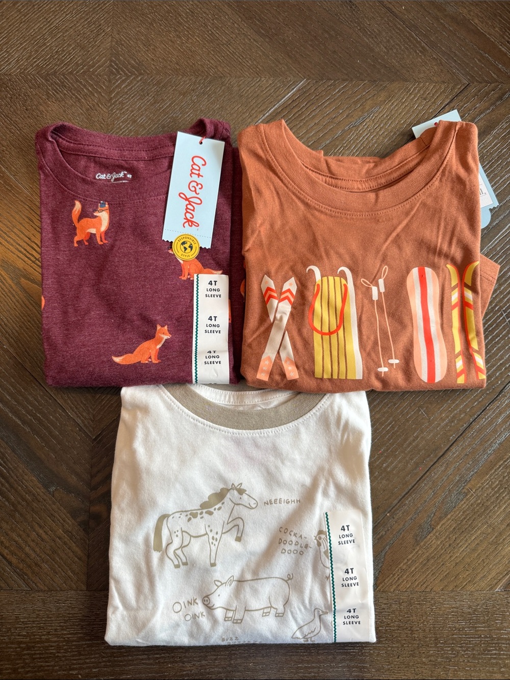 Cat & Jack Toddler Boys Long Sleeve Tees Size 4T New NWT